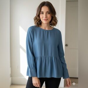 SIZE XL Time And Tru Women’s Long Sleeve Crinkle Peplum Pullover Top